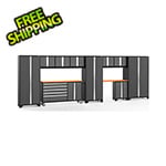 NewAge Garage Cabinets BOLD 3.0 Grey 11-Piece Project Center Set with Bamboo Top and LED Lights