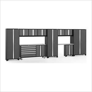 BOLD Grey 11-Piece Project Center Set with Stainless Top and LED Lights