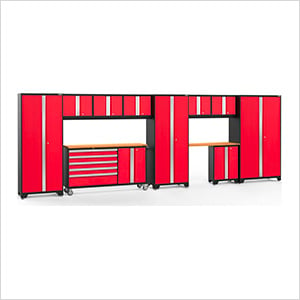 BOLD Red 11-Piece Project Center Set with Bamboo Top