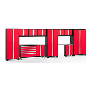 BOLD Red 11-Piece Project Center Set with Stainless Steel Top