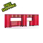 NewAge Garage Cabinets BOLD 3.0 Red 11-Piece Project Center Set with Bamboo Top and LED Lights