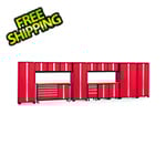 NewAge Garage Cabinets BOLD 3.0 Red 15-Piece Project Center Set with Bamboo Top and LED Lights