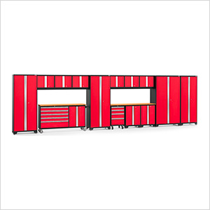 BOLD 3.0 Red 15-Piece Project Center Set with Bamboo Top and LED Lights