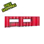 NewAge Garage Cabinets BOLD Red 15-Piece Project Center Set with Stainless Steel Top and LED Lights