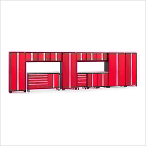 BOLD Red 15-Piece Project Center Set with Stainless Steel Top and LED Lights