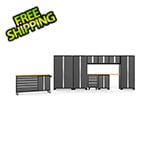 NewAge Garage Cabinets BOLD 3.0 Grey 10-Piece Project Center Set with Bamboo Top and LED Lights