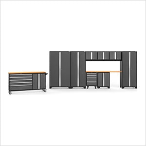 BOLD Grey 10-Piece Project Center Set with Bamboo Top and LED Lights