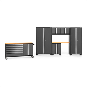 BOLD Grey 7-Piece Project Center Set with Bamboo Top