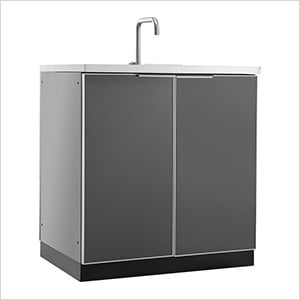 Aluminum Slate Grey 2-Door Sink Cabinet