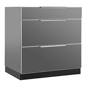 Aluminum Slate Grey 3-Drawer Base Cabinet