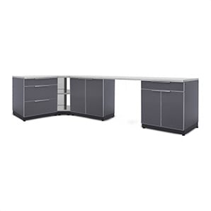 Aluminum Slate 6-Piece Outdoor Kitchen Set with Countertops