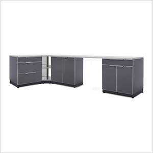 Aluminum Slate 6-Piece Outdoor Kitchen Set with Countertops