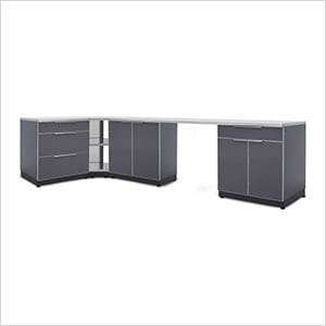 Aluminum Slate 6-Piece Outdoor Kitchen Set with Countertops and Covers