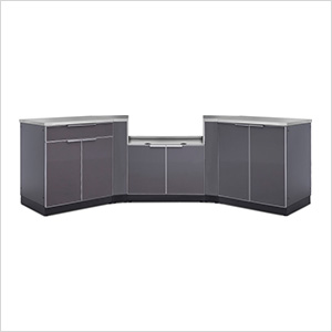 Aluminum Slate 7-Piece Outdoor Kitchen Set with Countertops and Covers