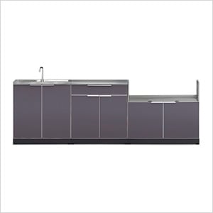 Aluminum Slate 4-Piece Outdoor Kitchen Set with Countertops and Covers