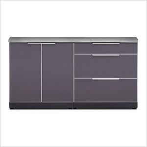 Aluminum Slate 3-Piece Outdoor Kitchen Set with Countertops and Covers