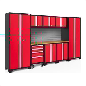 BOLD Series Red 9-Piece Set with Bamboo Top and Backsplash