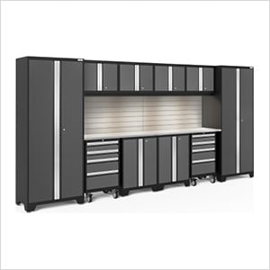 BOLD Series Grey 12-Piece Set with Stainless Top, Backsplash, LED Lights