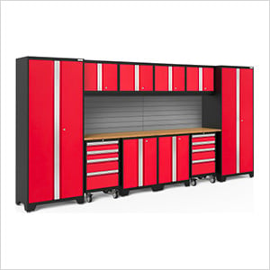 BOLD Series Red 12-Piece Set with Bamboo Top and Backsplash