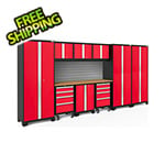 NewAge Garage Cabinets BOLD Series Red 10-Piece Set with Bamboo Top and Backsplash