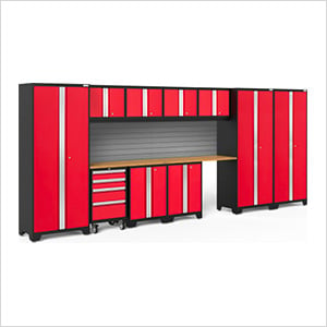 BOLD Series Red 12-Piece Set with Bamboo Top and Backsplash