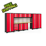 NewAge Products BOLD 3.0 Series Red 12-Piece Cabinet Set with Bamboo Top Backsplash and LED Lights