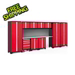 NewAge Garage Cabinets BOLD Series Red 12-Piece Set with Stainless Steel Top and Backsplash