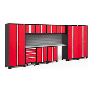 BOLD Series Red 12-Piece Set with Stainless Steel Top and Backsplash
