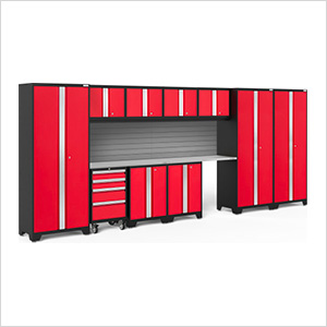 BOLD Series Red 12-Piece Set with Stainless Steel Top and Backsplash