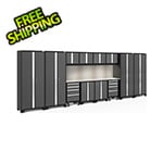 NewAge Garage Cabinets BOLD Series Grey 14-Piece Set with Stainless Top, Backsplash, LED Lights