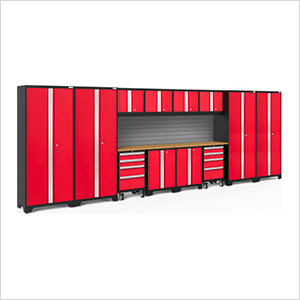 BOLD Series Red 14-Piece Set with Bamboo Top and Backsplash