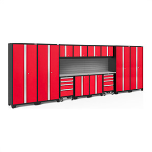 BOLD Series Red 14-Piece Set with Stainless Steel Top and Backsplash