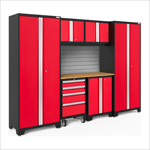 BOLD Series 3.0 Red 7-Piece Set with Bamboo Top and Backsplash