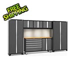 NewAge Garage Cabinets BOLD Grey 6-Piece Cabinet Set with Bamboo Top, Backsplash, LED Lights