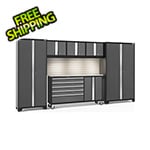 NewAge Products BOLD Series Grey 6-Piece Cabinet Set with Stainless Top Backsplash and LED Lights