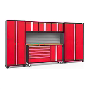 BOLD 3.0 Red 6-Piece Project Center Set with Bamboo Top and Backsplash