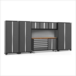 BOLD Grey 7-Piece Project Center Set with Bamboo Top and Backsplash