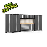 NewAge Products BOLD Series Grey 7-Piece Cabinet Set with Bamboo Top Backsplash and LED Lights