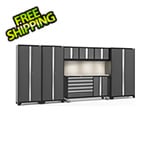 NewAge Garage Cabinets BOLD 3.0 Grey 7-Piece Cabinet Set with Stainless Top, Backsplash, LED Lights