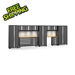 NewAge Garage Cabinets BOLD 3.0 Grey 11-Piece Cabinet Set with Bamboo Top, Backsplash, LED Lights