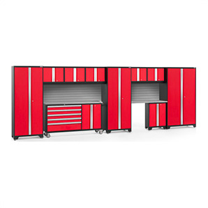 BOLD 3.0 Red 11-Piece Project Center Set with Stainless Top and Backsplash