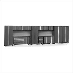 BOLD Grey 15-Piece Project Center Set with Stainless Top and Backsplash