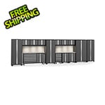 NewAge Garage Cabinets BOLD Grey 15-Piece Cabinet Set with Stainless Top, Backsplash, LED Lights