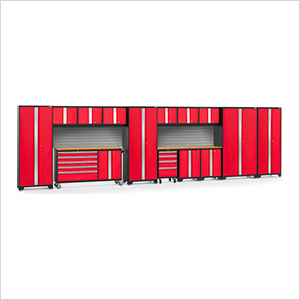 BOLD 3.0 Red 15-Piece Project Center Set with Bamboo Top and Backsplash