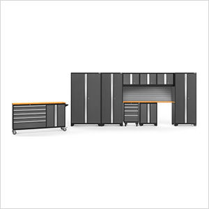 BOLD Grey 10-Piece Project Center Set with Bamboo Top and Backsplash