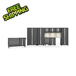 NewAge Garage Cabinets BOLD Grey 10-Piece Cabinet Set with Stainless Top, Backsplash, LED Lights