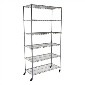 NSF 6-Tier Wire Shelving Rack with Wheels - 48"W x 72"H x 18"D