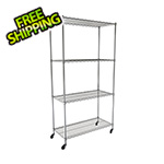 MonsterRax NSF 4-Tier Wire Shelving Rack with Wheels 48"W x 72"H x 18"D