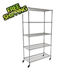 MonsterRax NSF 5-Tier Wire Shelving Rack with Wheels 36"W x 72"H x 18"D