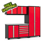 NewAge Garage Cabinets PRO Series Red 6-Piece Set with Stainless Steel Top